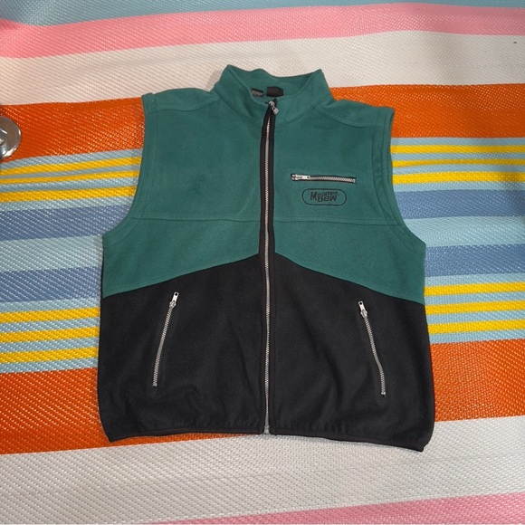 Mountain Dew Teal Black Polar Fleece Full Zip Convertible Jacket Vest Men’s L/XL - Picture 4 of 7